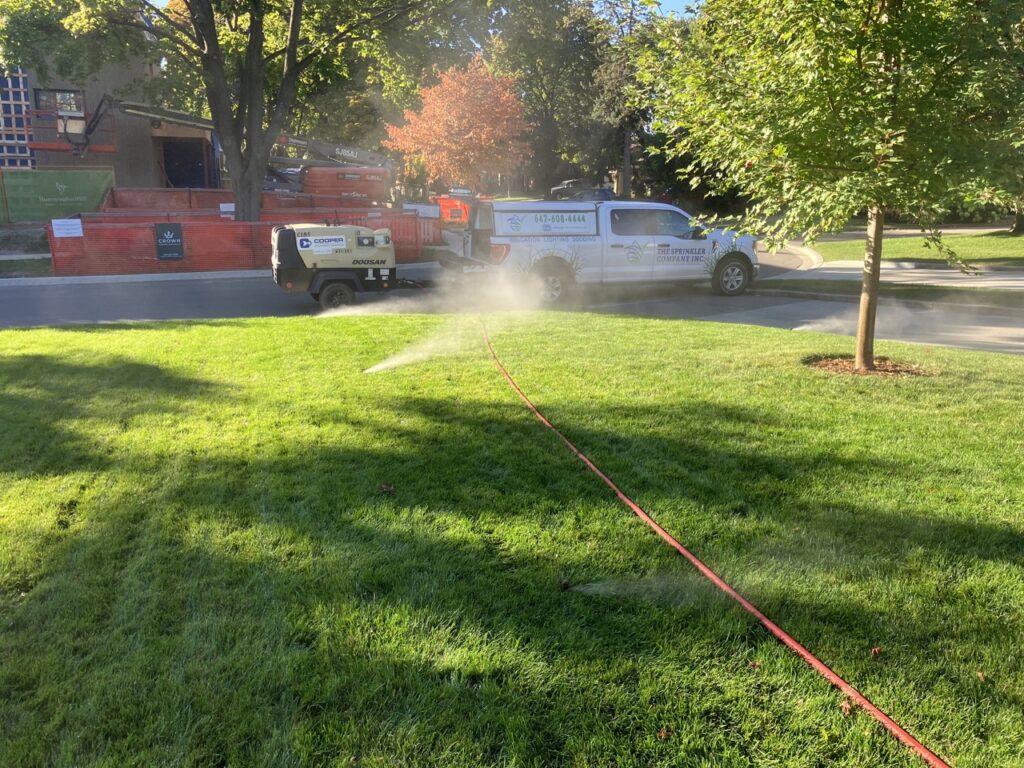 BLOWING OUT SPRINKLER SYSTEM WITH AIR COMPRESSOR