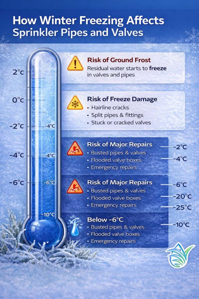How Winter Freezing Affects Sprinkler Pipes and Valves
